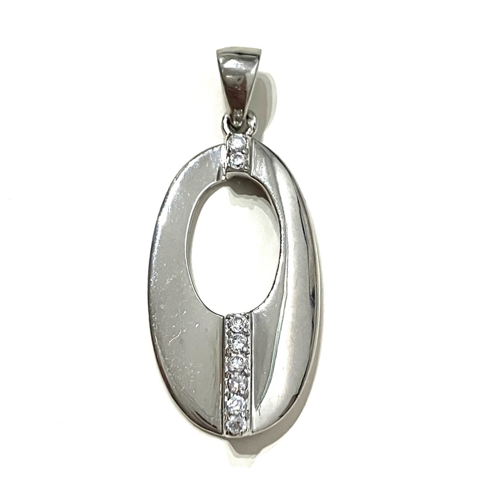 Sterling Silver 925 CZ Oval Pendant